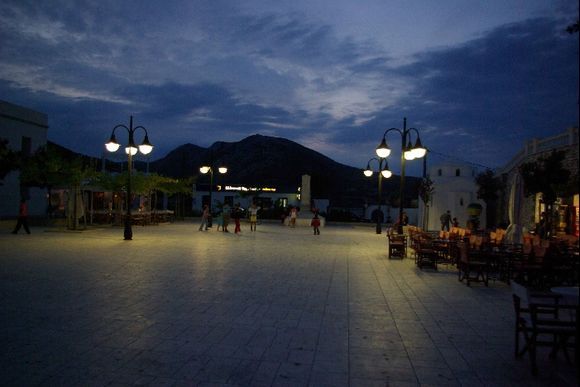 Skyros main square at night