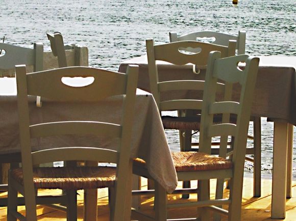 Chairs in front of the sea