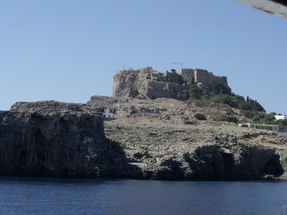 Arriving at Lindos by boat