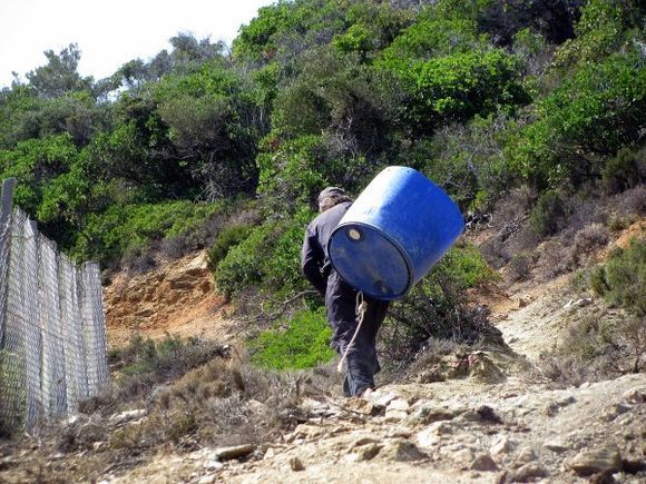 12-09-2018: Alonissos: Monk on his way to the monastery