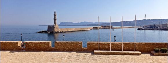 17-09-2021 Chania: View on the lighthouse of Chania from the fortress
