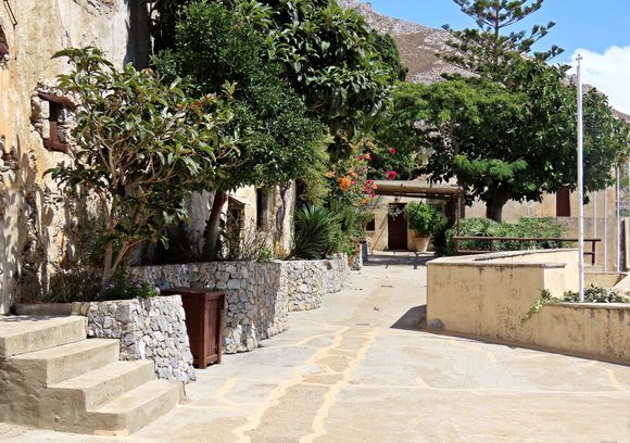 10-09-2023 Crete: In the courtyard of  beautiful Preveli monastery