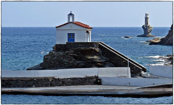 31-08-2022 Andros: Chora .............Church Agia Thalassini and lighthouse
