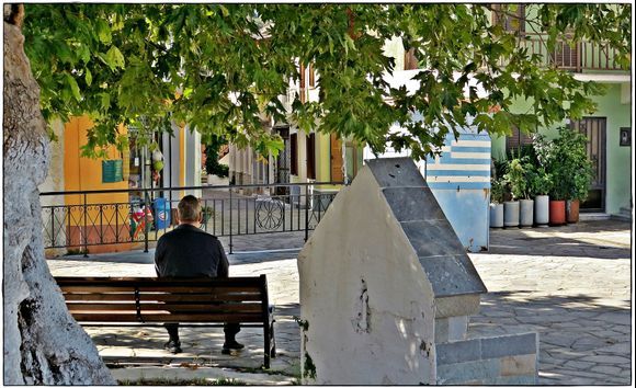 27-09-2022 Samos: Pyrgos .........Contemplations on a bench in a village square