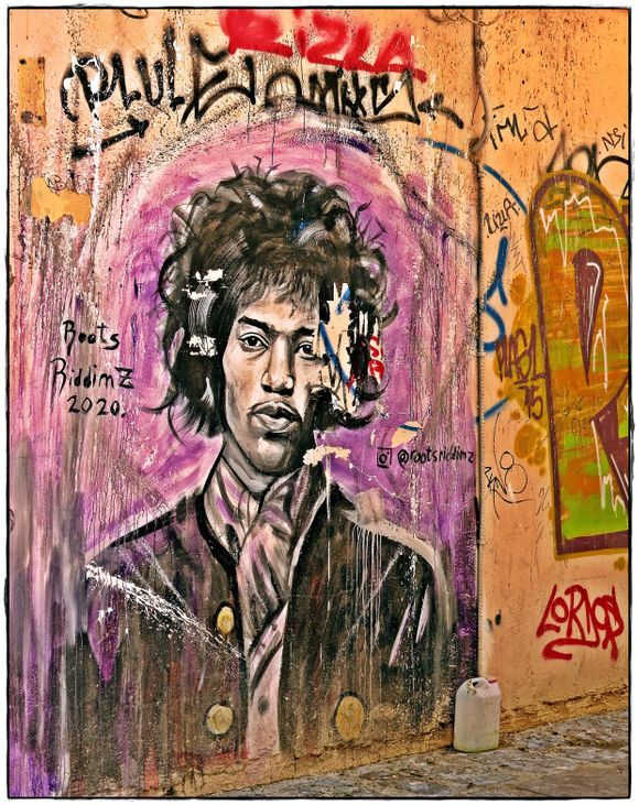 The great Jimi Hendrix on the wall