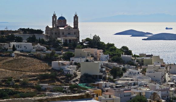 13-09-2022 Syros: Ermoupolis ..........View of the Saint Nicolas church in backlight taken from Ano Syros