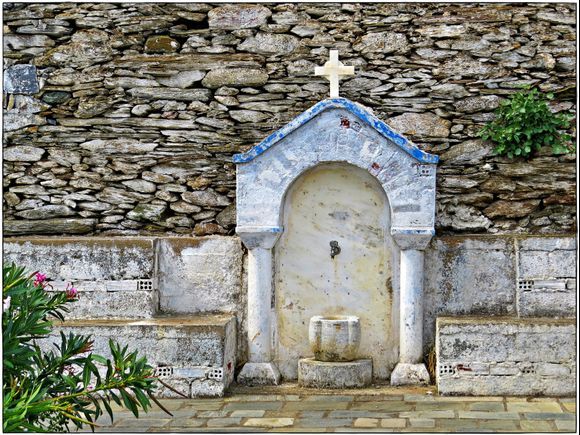 26-08-2022 Andros: Water tap on a cemetery in the interior of Andros