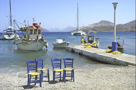 Taverna chairs taking a break from their busy workday.