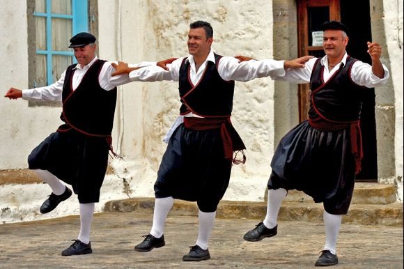 Traditional dances in the square in Chora.