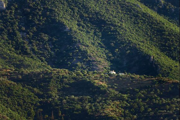 A small, lonely church in the middle of the mountains - seen in Tyros.
