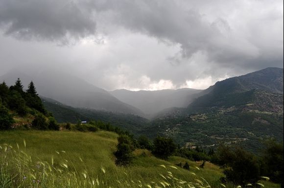 Perdikovrisi village near Nafpaktos city. A stormy afternoon.