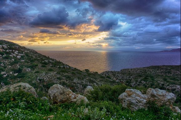 A moody sunrise over the Cretan Sea