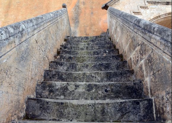 A well traveled stairway at the Agia Triada Monastery