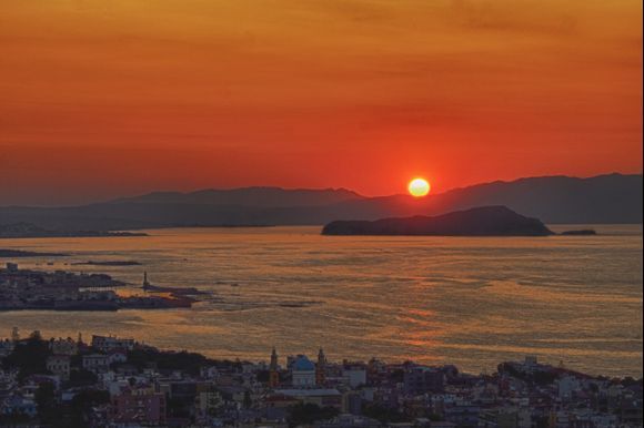 Chania landscape at sunset