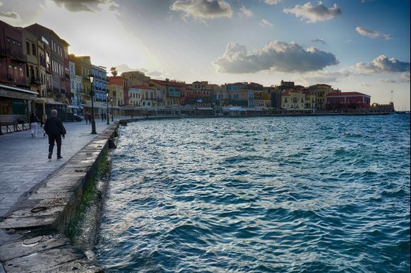 A windy day in Chania's harbor.