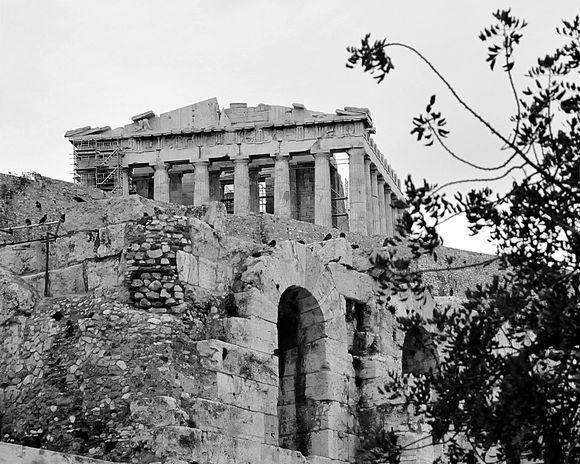 Upon the Acropolis - The Parthenon is a former temple on the Athenian Acropolis, Greece, dedicated to the goddess Athena, whom the people of Athens considered their patroness. Construction started in 447 BC when the Delian League was at the peak of its power. (Wikipedia)