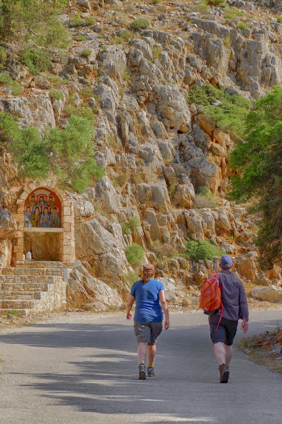 Visitors from France walk along the road leading to Gouverneto Monastery