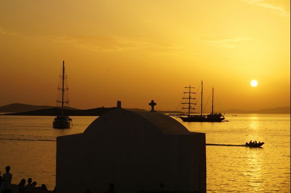 The magic of a Mykonos sunset! From the side of the Panagia Paraportiani Church.