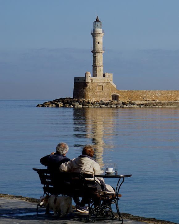Chania harbor is a beautiful place for morning coffee!