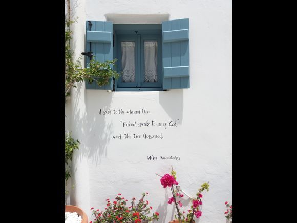 The famous Greek writer Nikos Kazantzakis went to boarding school in Naxos. This is a famous phrase of his, written on a beautiful spot near his former school inside the Kastro of Naxos.. 