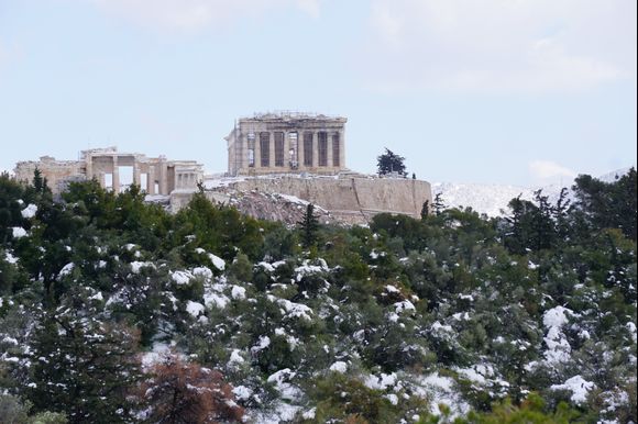 Snow in Athens!