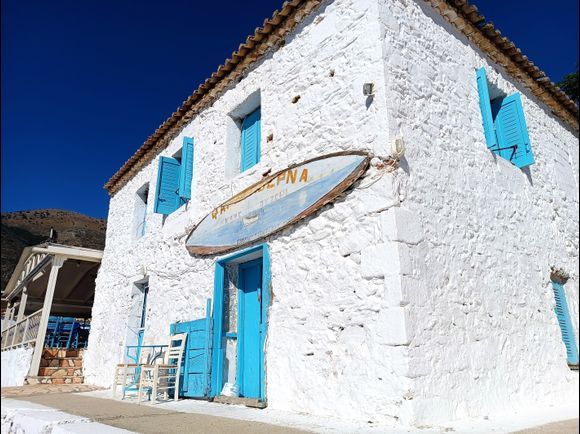 Picturesque greek tavern on Skoutari beach