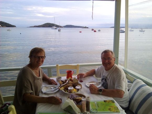 Lunch, overlooking the bay in Skiathos town.