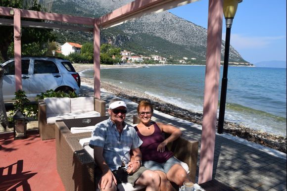 A relaxing coffee while we took in Poros. Very quiet today.