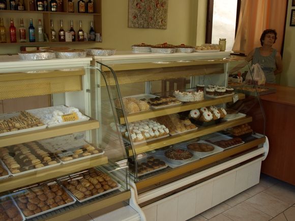 The array of sweets on sale in this back street shop of Skiathos town. We did sample some of the chocolates - heaven!