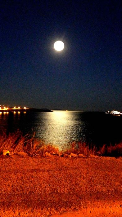 Vouliagmeni with full moon