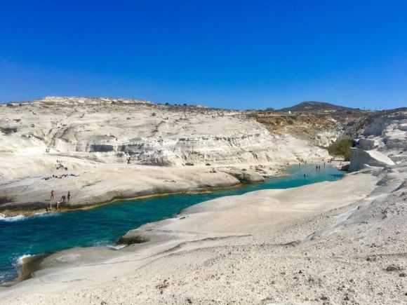 Sarakiniko lava formations beach