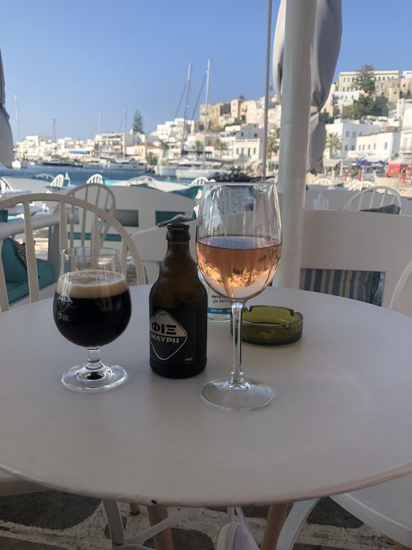 Beautiful view of the port sharing a drink before dinner. 