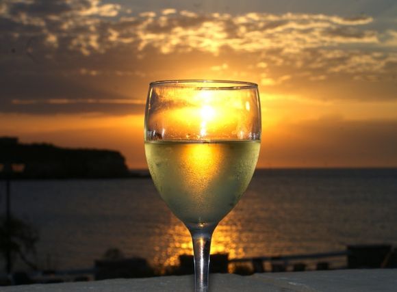 Wine and sunset