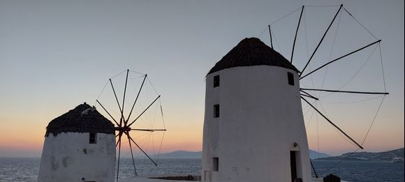 Windmills just after sunset
