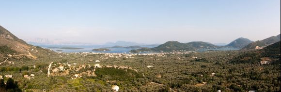 Landscape of the Nydri bay. Panoramic.