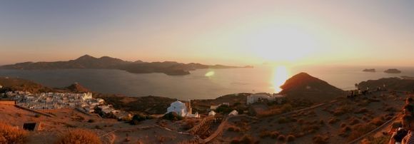 A panoramic of Milos bay taken from Kastro