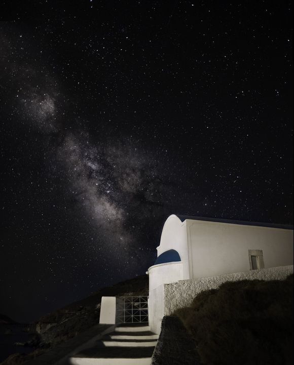 The Milky Way over the church of Agia Theodora