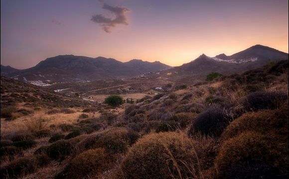 View of Chora and Livadi right after Sunset