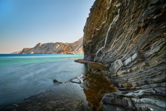 The fantastic rock formations at Agios Nikolaos beach in the northeast of Karpathos