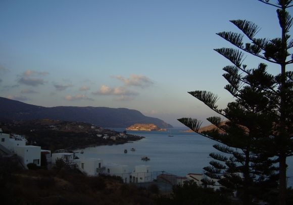 Elounda, NE Crete.  Looking out towards a sunlit Spinalonga.