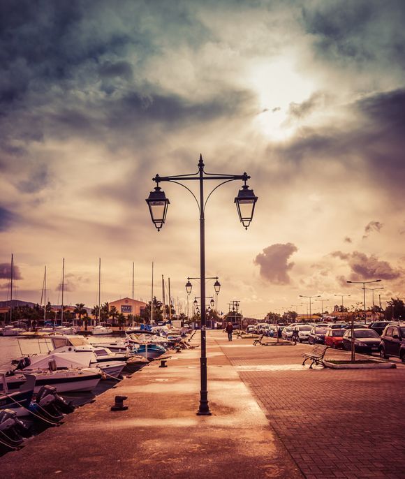 Harbourside at Lefkas Harbour, Lefkada, Ionian Islands.