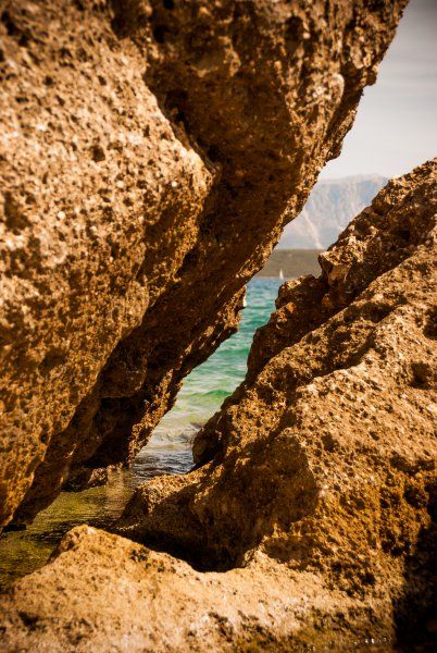 Peering through the rocks at Nikiana, Lefkada