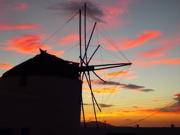 Sunset With Windmill.