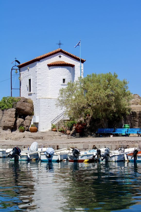 Skala Sykaminias - Panagia Gorgona 

One of my favorite spots to visit on Lesvos. A quaint greek coastal village, famous for its church and bustling fishing community! 🐟🐠🧜‍♀️