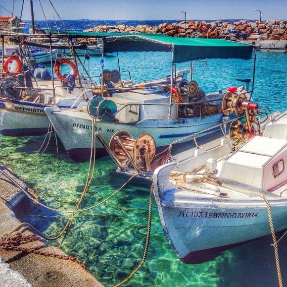 The beautiful little fishing harbour of kalives, chania, crete