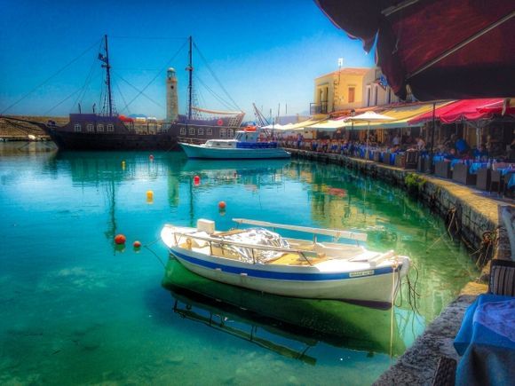 The beautiful harbour of rethymnon, crete