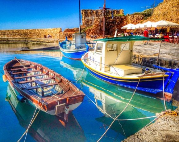 The beautiful fishing harbour of chania, crete