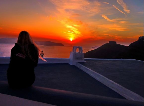 Girl watching sunset