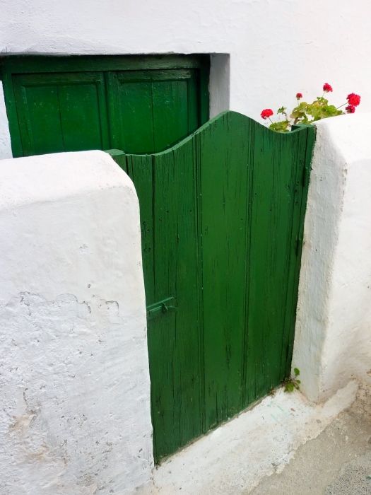 Green wooden gate