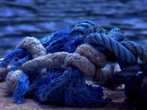 Blue sea and ropes